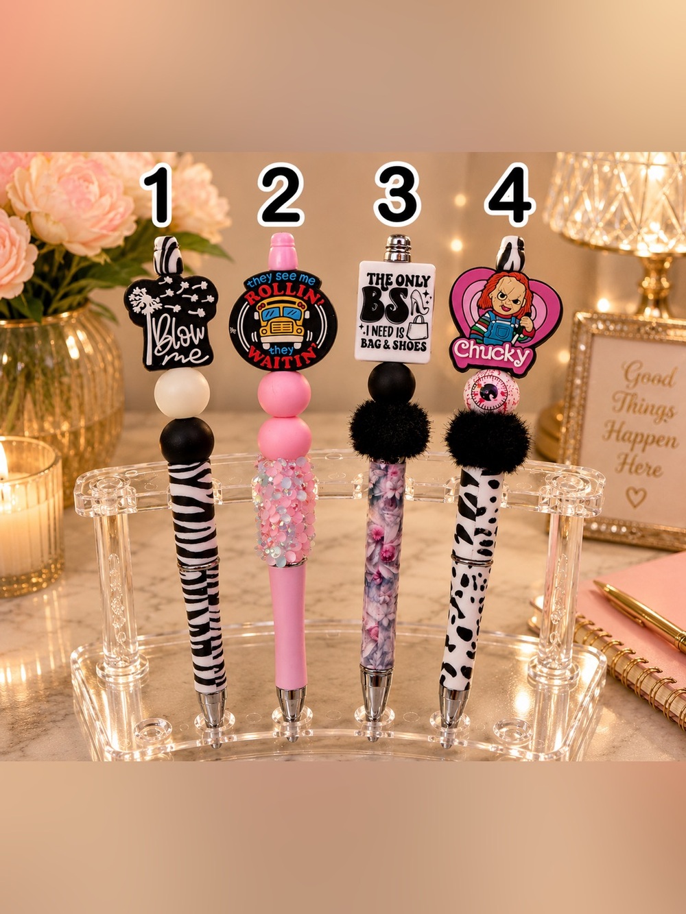 1 Hand crafted pens various designs-  comes nicely packaged with one refill